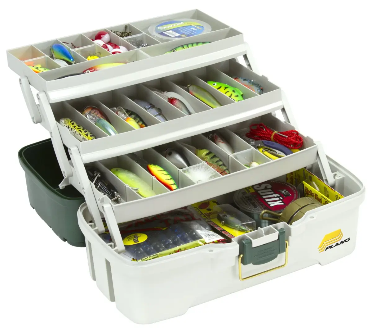 Plano 3-Tray Tackle Box with Dual Top Access, Dark Green Metallic/Off White, 1.8 kg (3.5 lb) | Classic Fishing Storage - view 2