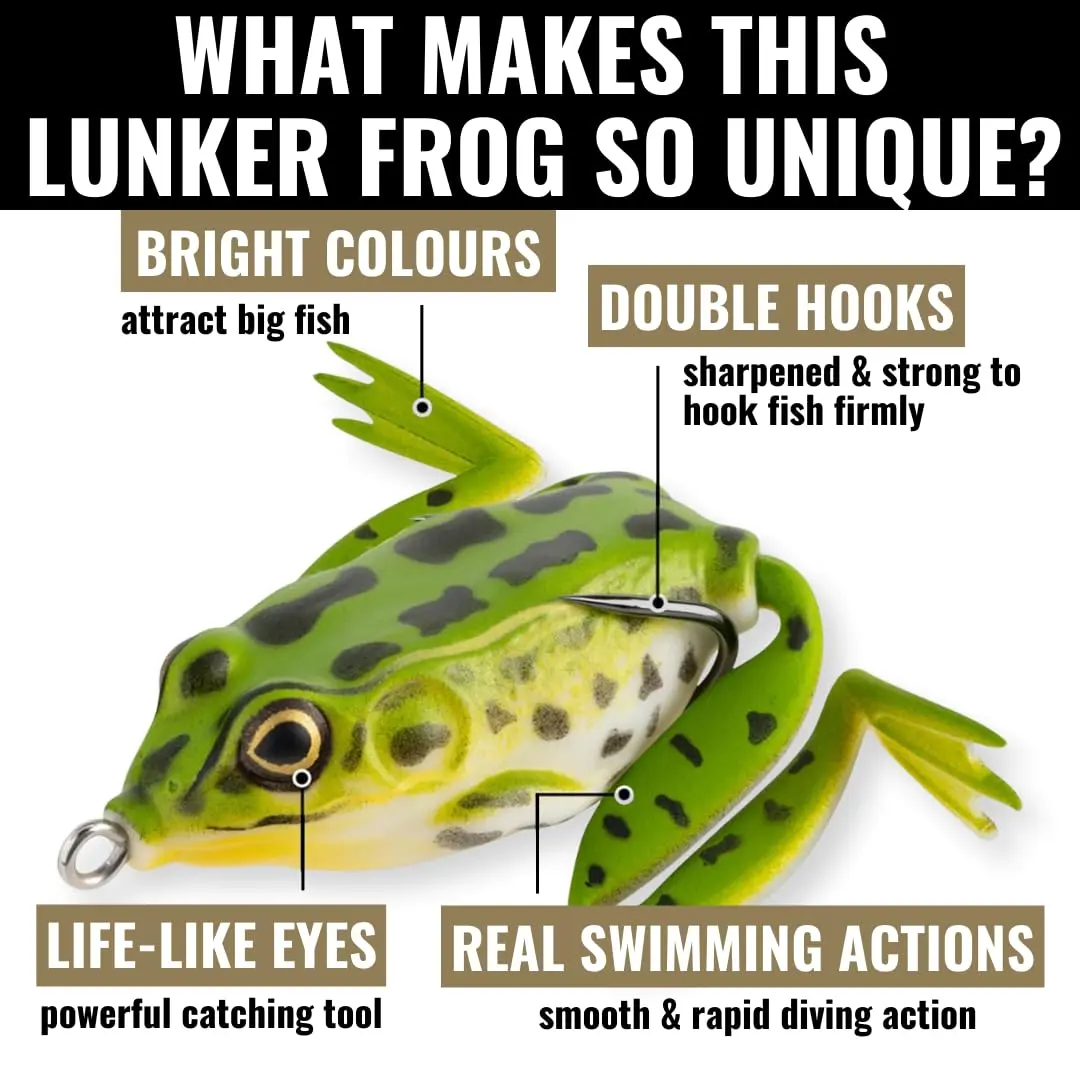 Lunkerhunt Lunker Frog Lure | Topwater Frog with Realistic Legs, Hollow Body (Green Tea) for Freshwater Bass & Trout - view 4
