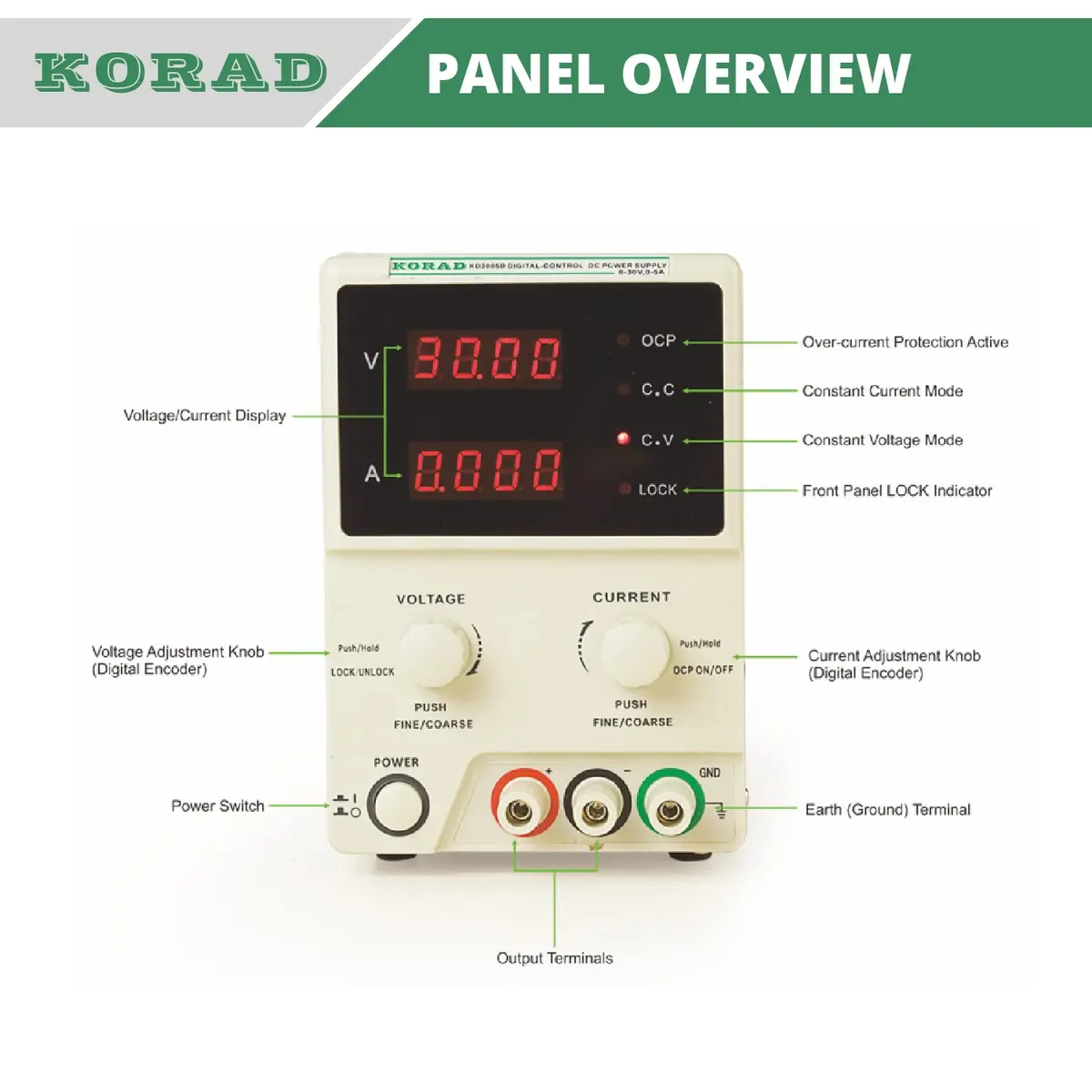KORAD KD3005D Power Supply 30V 5A | Lab Grade Adjustable DC Linear Power Source - view 3
