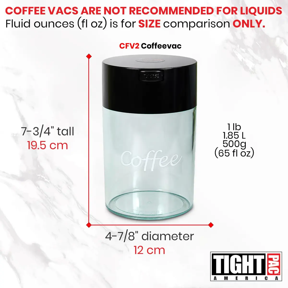 COFFEEVAC 1.85L (1lb) Airtight Vacuum Coffee Container | Keeps Coffee Fresh & Smell-Proof - view 7