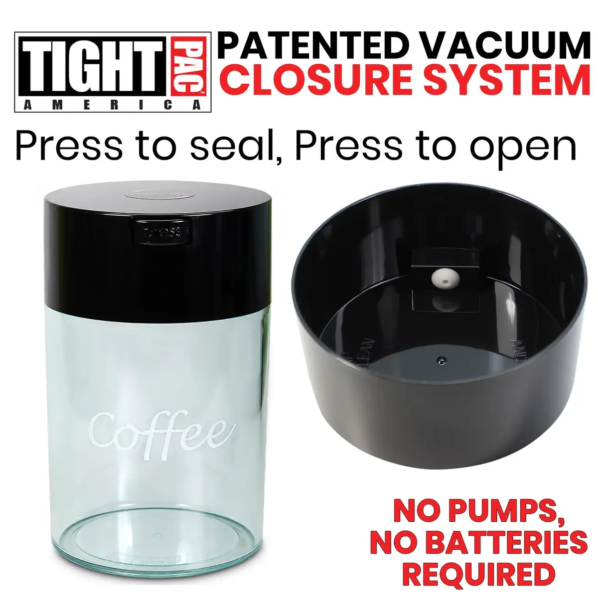 COFFEEVAC 1.85L (1lb) Airtight Vacuum Coffee Container | Keeps Coffee Fresh & Smell-Proof - view 3