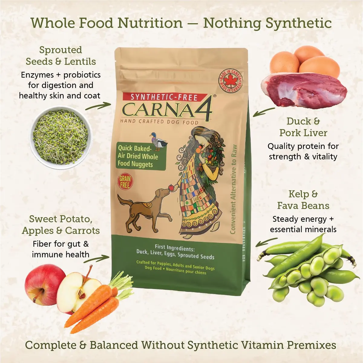 CARNA4 Gentle Quick-Baked Air-Dried Dog Food, Duck Recipe, 3lb | Grain-Free, Digestible & Natural - view 3