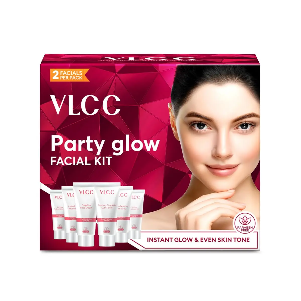 VLCC Party Glow Facial Kit 60gm (2.12 Oz) | Natural Glow for All Skin Types - main product image