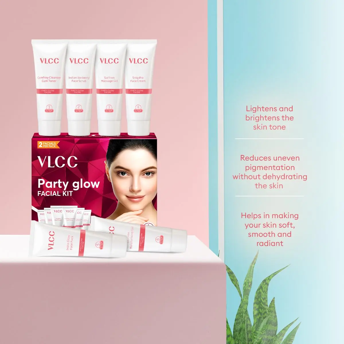 VLCC Party Glow Facial Kit 60gm (2.12 Oz) | Natural Glow for All Skin Types - view 5