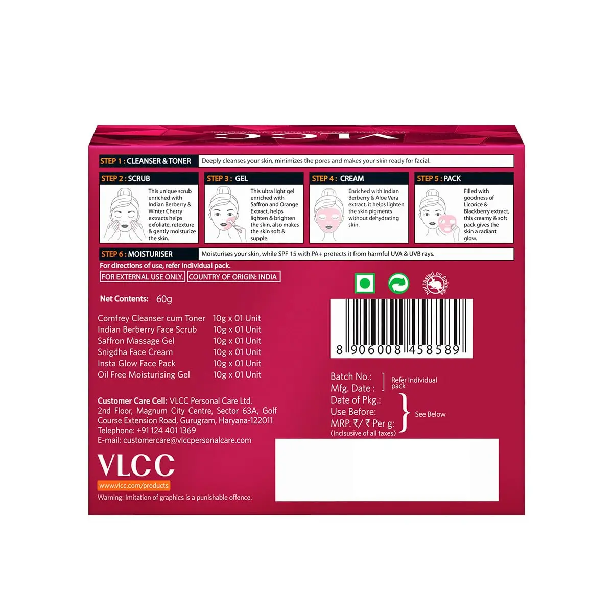 VLCC Party Glow Facial Kit 60gm (2.12 Oz) | Natural Glow for All Skin Types - view 9