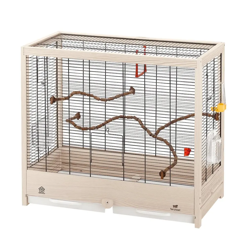 Ferplast Giulietta 5 Bird Wooden Cage, 69 x 34.5 x 58 cm, Black | Eco-Friendly Wooden Bird Home - main product image