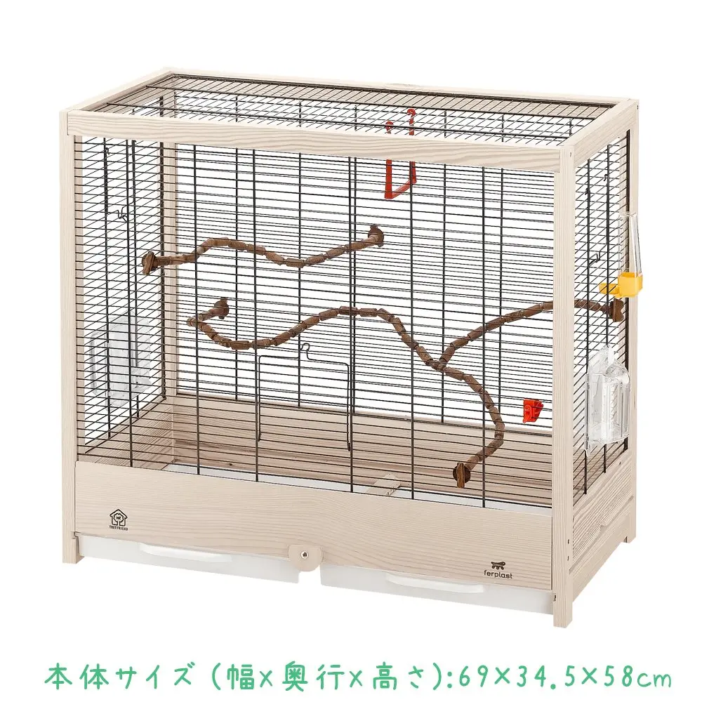 Ferplast Giulietta 5 Bird Wooden Cage, 69 x 34.5 x 58 cm, Black | Eco-Friendly Wooden Bird Home - view 4