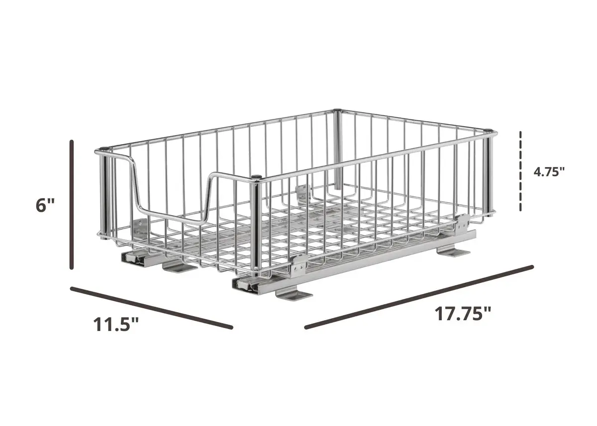 TRINITY Metal Sliding Undersink & Cabinet Drawer 11.5"x17.75"x6" | Smooth 50 lb Capacity for Kitchen & Bathroom - view 4