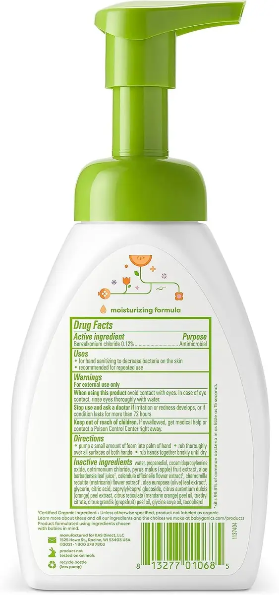 Babyganics Alcohol-Free Foaming Hand Sanitizer Mandarin 253ml (8.45 Fl Oz) | Kills 99.9% Bacteria - view 2