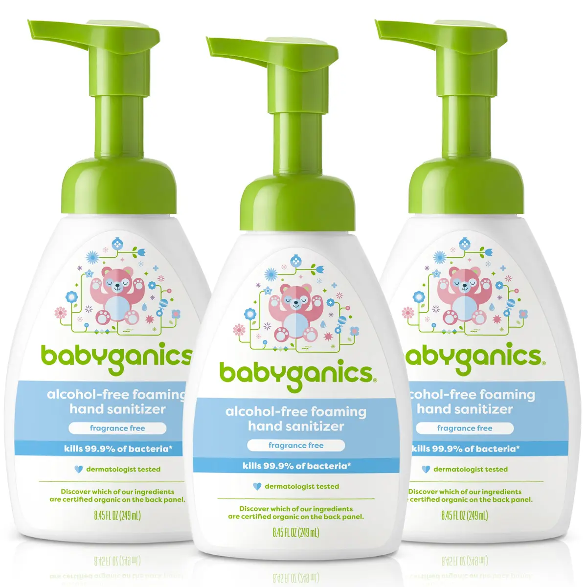 Babyganics Alcohol-Free Foaming Hand Sanitizer, Fragrance Free 253ml (8.45 Fl Oz) | Kills 99.9% of Bacteria - main product image