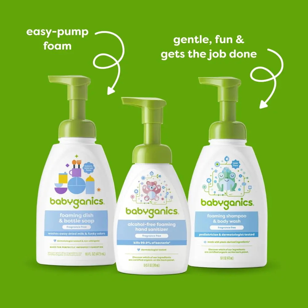 Babyganics Foaming Dish Soap Fragrance Free 48 fl oz (1.42 L) | Gentle Plant-Based Formula - view 4