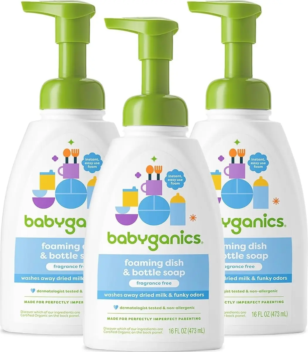 Babyganics Foaming Dish Soap Fragrance Free 48 fl oz (1.42 L) | Gentle Plant-Based Formula - main product image