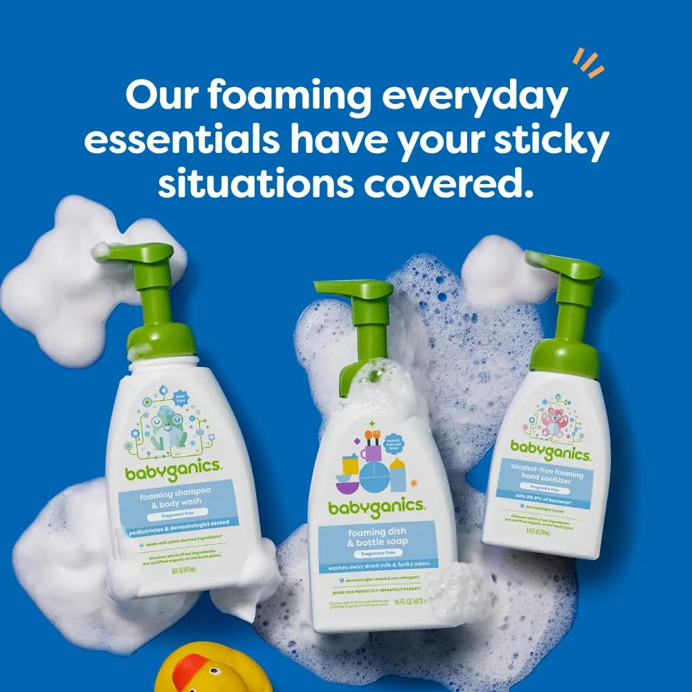Babyganics Foaming Dish Soap Fragrance Free 48 fl oz (1.42 L) | Gentle Plant-Based Formula - view 7