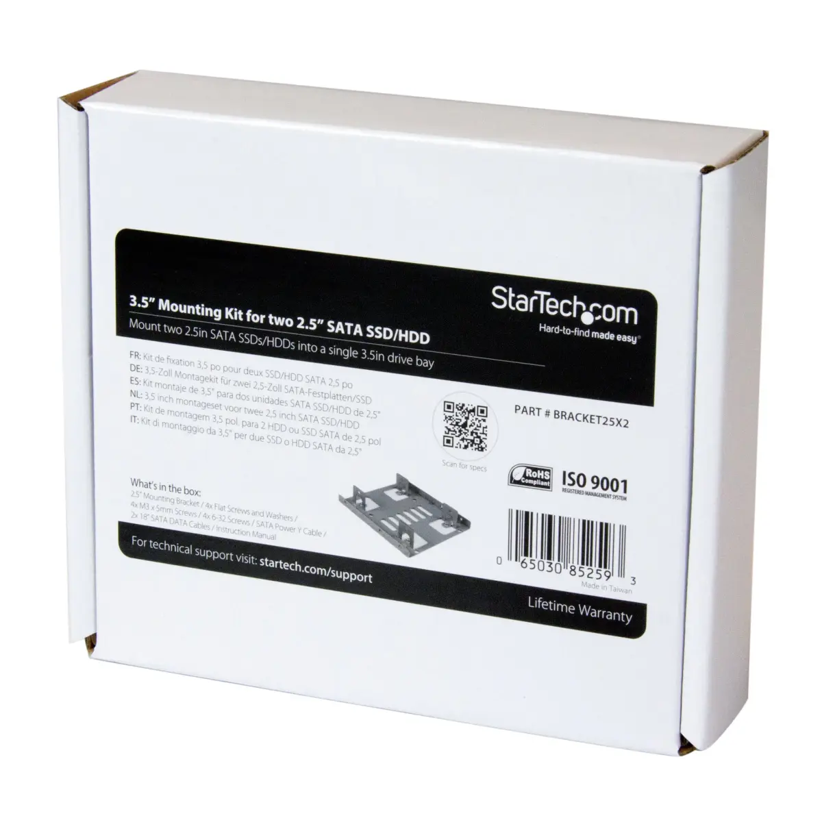 StarTech.com Dual 2.5in to 3.5in SATA Bracket Kit, TAA (BRACKET25X2) | Mounts Two 2.5in Drives in 3.5in Bay - view 6
