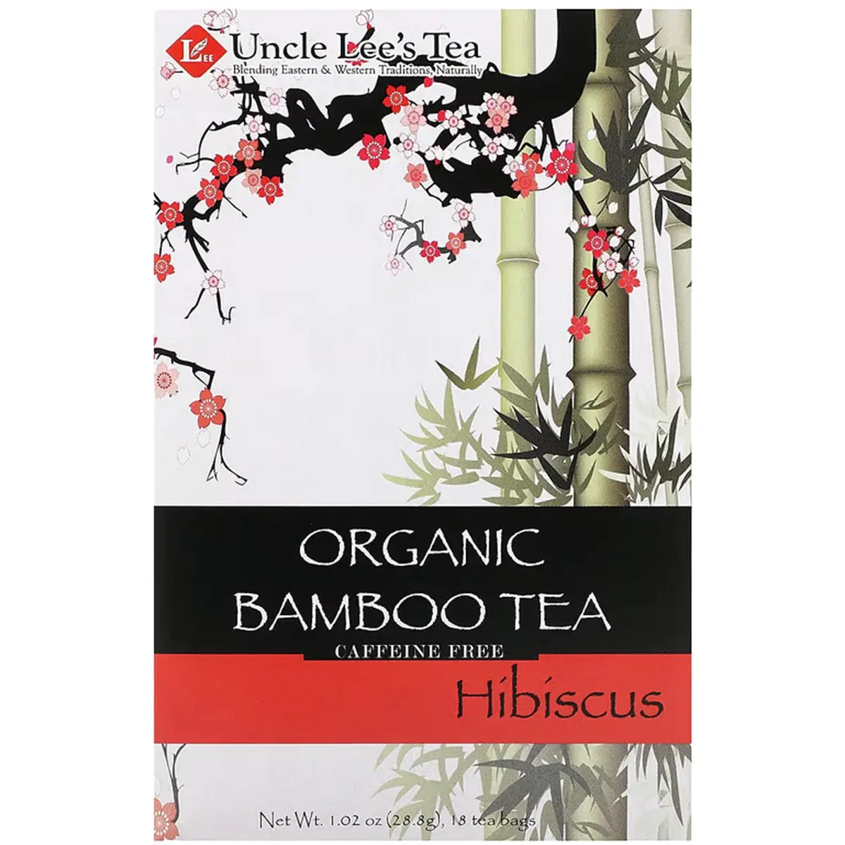 Uncle Lee's Organic Tea Bamboo Hibiscus 18 Tea Bags | Caffeine-Free & Organic Support for Hair, Skin & Nails - main product image