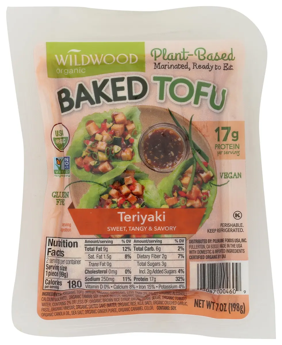 Wildwood Organic SprouTofu Baked Tofu Teriyaki 6 Oz | Ready-to-Eat, No Cholesterol, Vegan - main product image