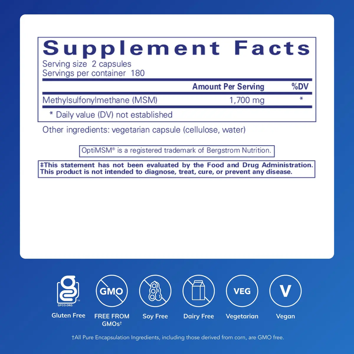 Pure Encapsulations MSM Capsules 360 Count | Sulfur Supplement for Joint Health, Immune Function, Hair, Skin & Nails - view 2