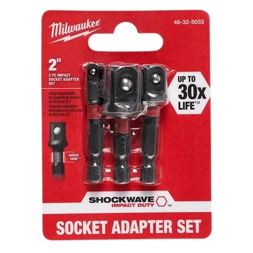 Milwaukee Power Drill Bit Extensions Shockwave Socket Adapter Set, 1/4" Hex | Impact Duty, Durable Alloy Steel (70-120c) - view 2