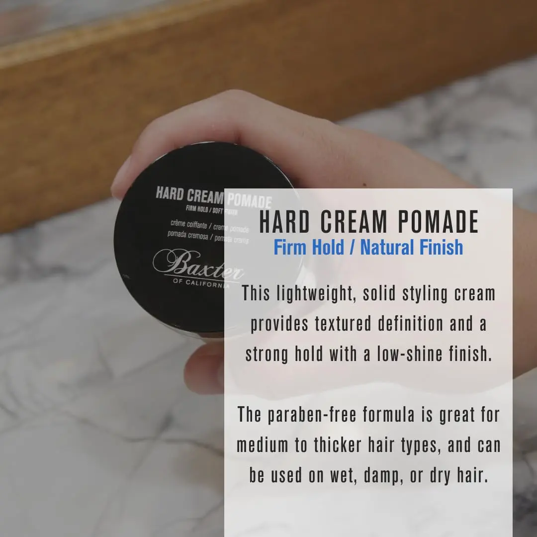 Baxter of California Hard Cream Pomade, 2 Oz | Firm Hold, Natural Finish, Lightweight Styling Cream - view 2
