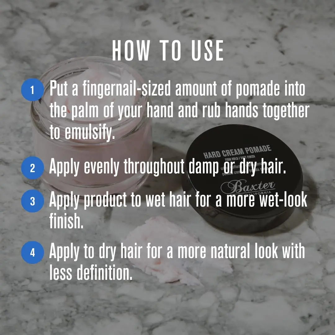 Baxter of California Hard Cream Pomade, 2 Oz | Firm Hold, Natural Finish, Lightweight Styling Cream - view 3