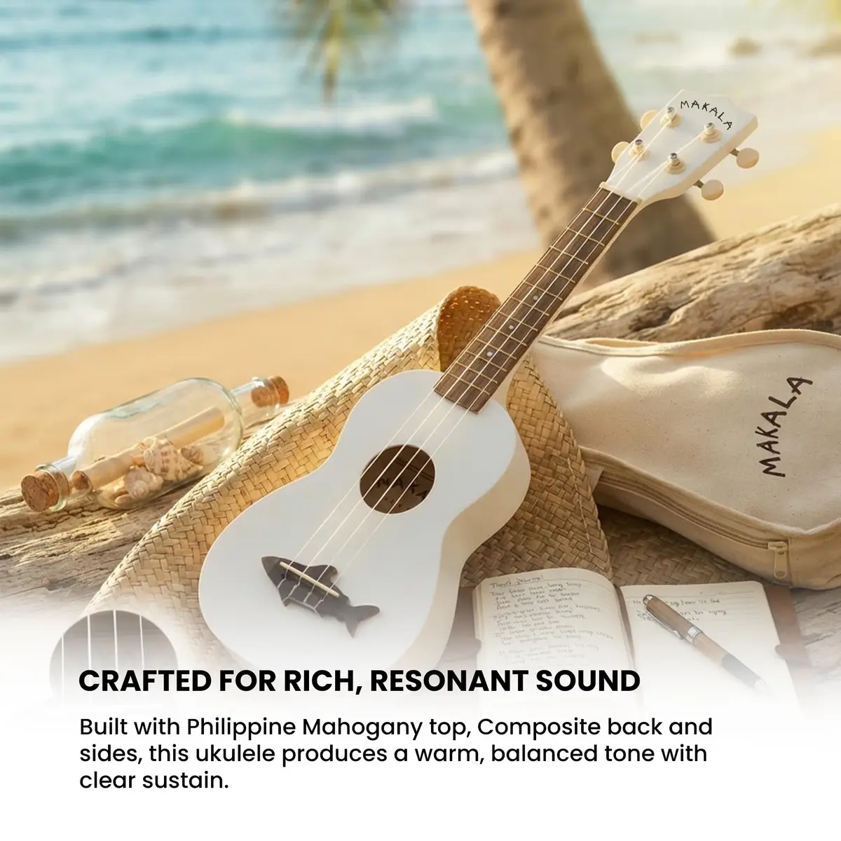 Kala Makala Shark Soprano Ukulele - Great White | Compact, Playful Design for Beginners - view 5