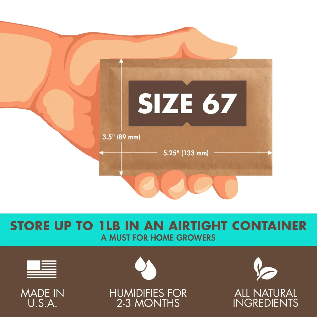 Boveda Humidity Control Pack 62% RH Size 67, 1 lb Capacity | Maintains Perfect Humidity for Herbal Medicine - view 3