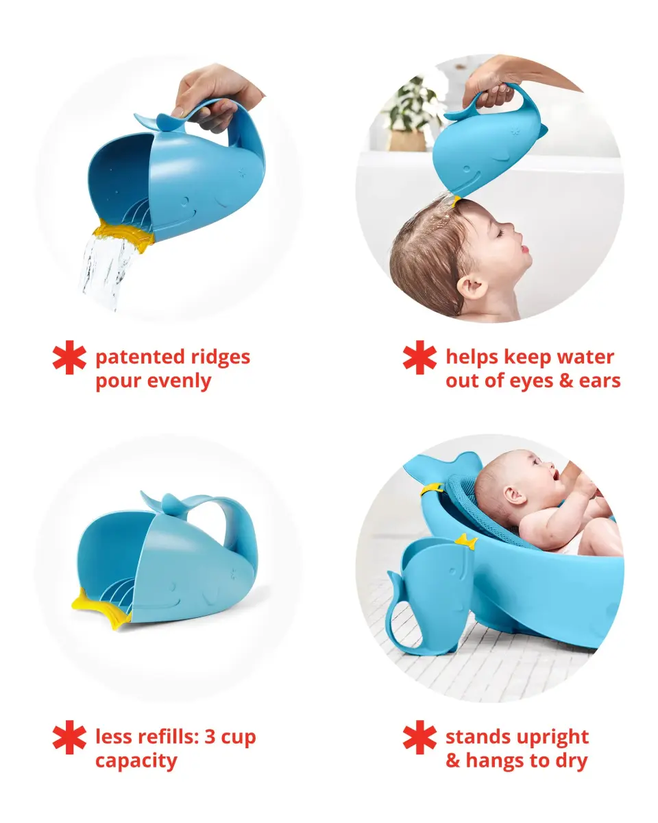 Skip Hop MOBY Tear-Free Waterfall Rinser Blue | Baby Bath Cup for Rinsing Hair (710ml / 24 fl oz) - view 3
