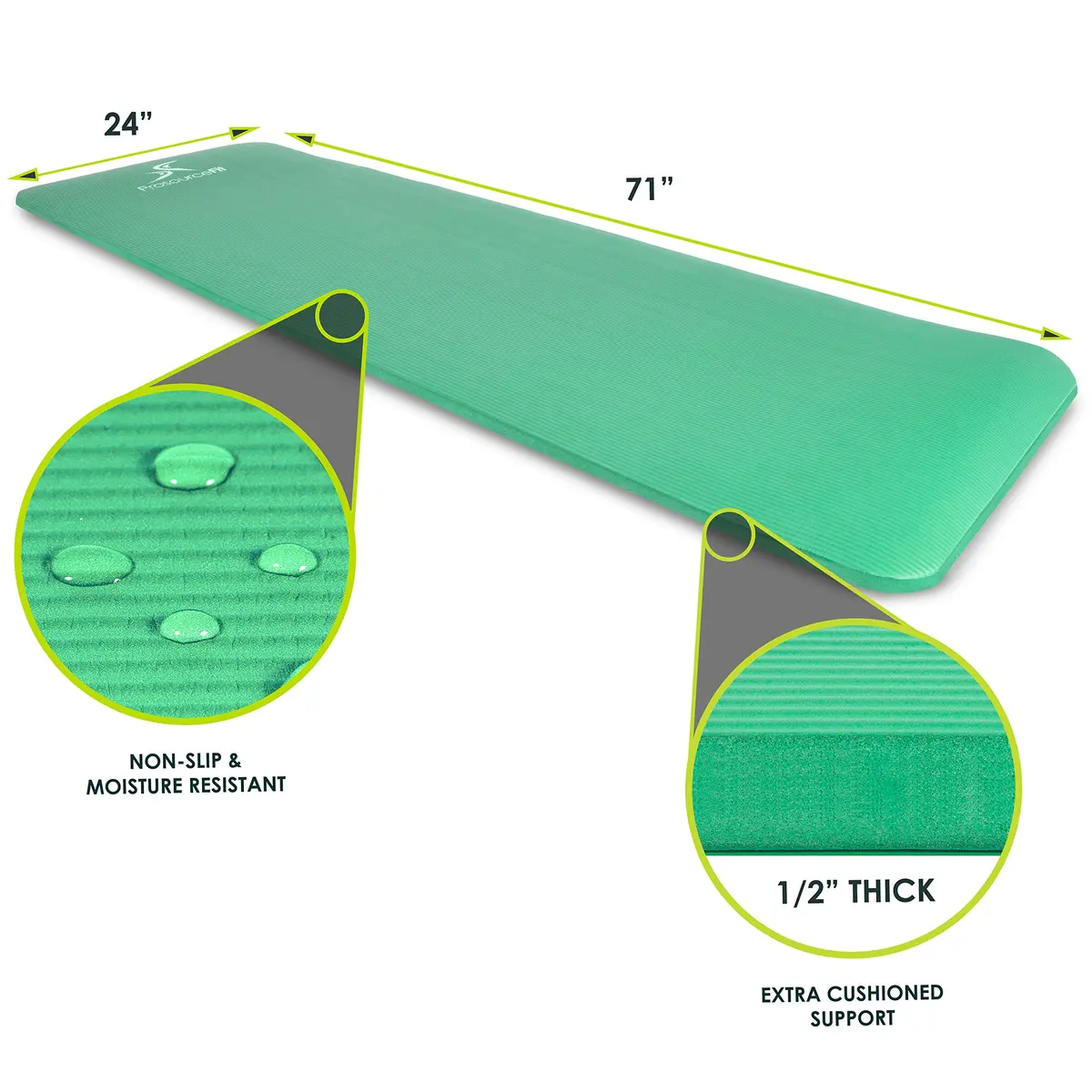 ProSource Extra Thick Yoga & Pilates Mat ½” (13mm) | 71-inch Long, Non-Slip, Moisture-Resistant - view 3