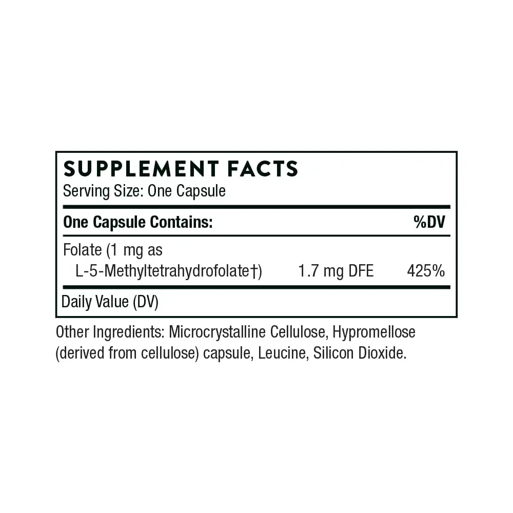 Thorne 5-MTHF 1 mg | Supports Heart, Brain & Fetal Development (100 words) - view 2