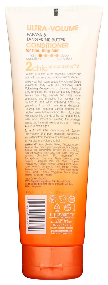 Giovanni 2Chic Papaya Conditioner 8.5 Fl Oz | Volumizing & Detangling for Fine Hair - view 2