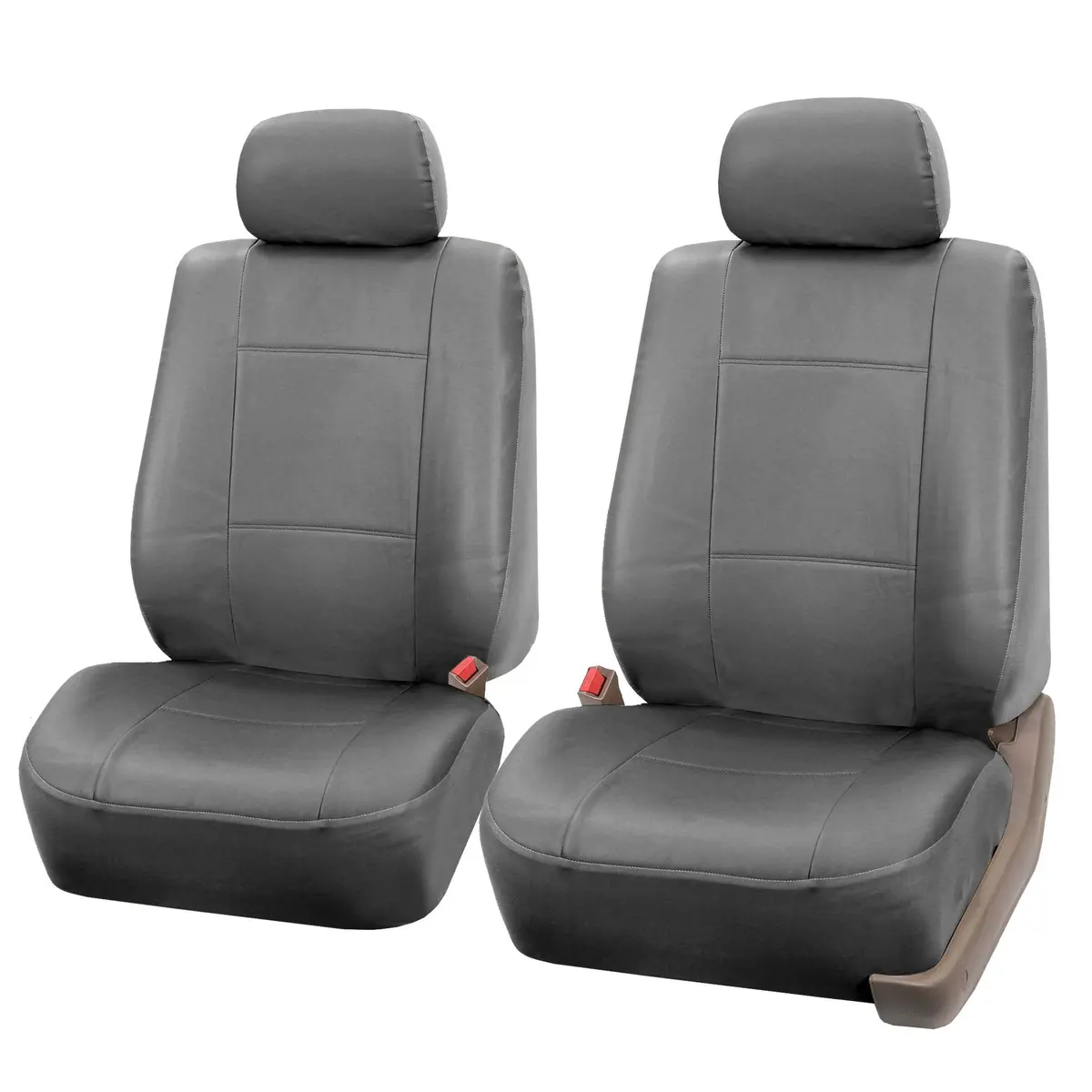 FH Group Front Set Faux Leather Car Seat Cover for Low Back Seat with Removable Headrest | Universal Fit, Easy to Clean, Gray - main product image