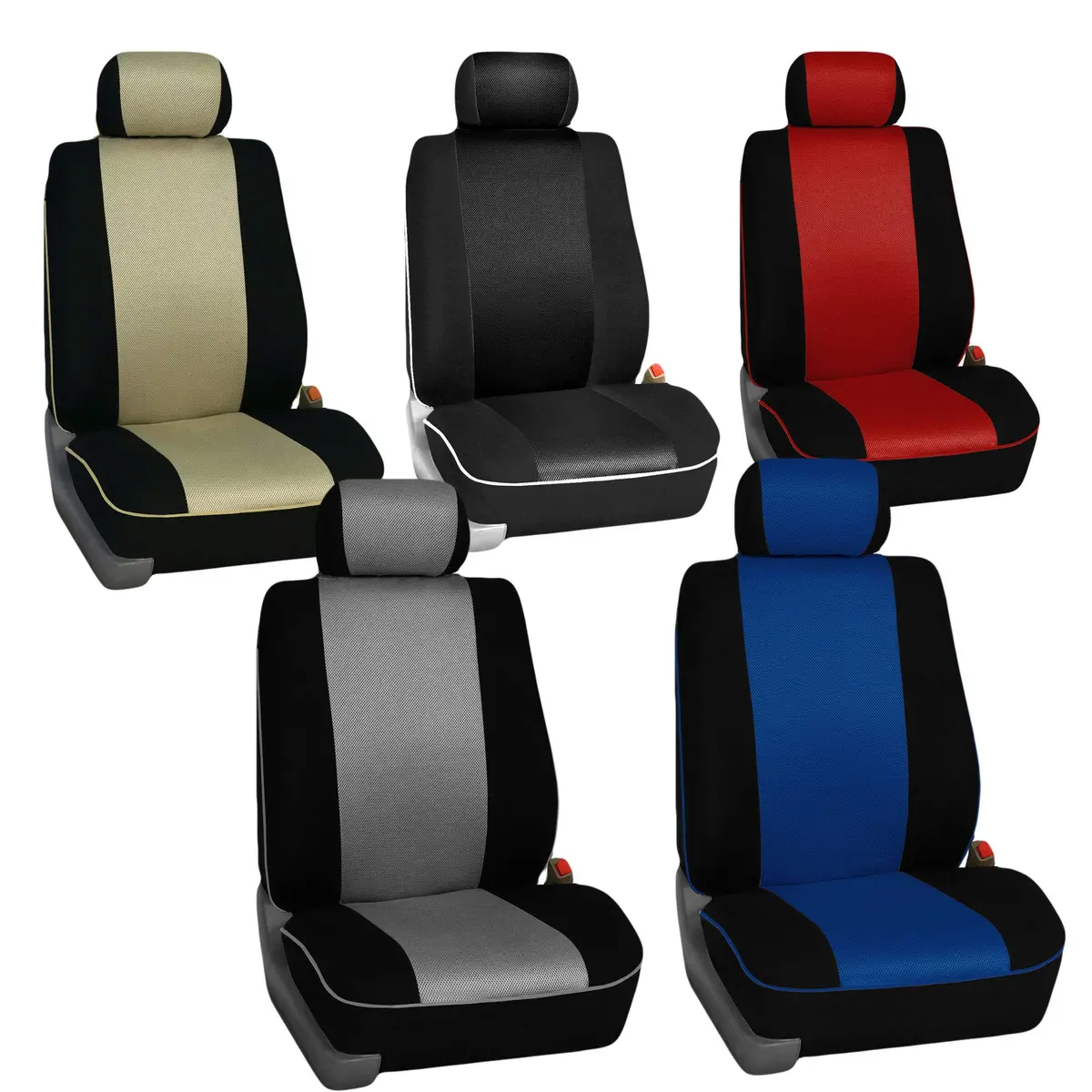 FH Group Full Set Cloth Car Seat Covers - Universal Fit, Low Back, Airbag Compatible, Washable, Red - view 8