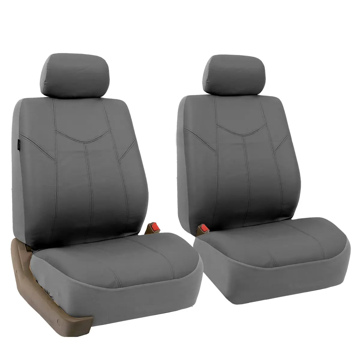 FH Group Full Set Faux Leather Car Seat Covers - Universal Fit, Low Back, Airbag Compatible, Split Bench, Gray | Protect & Enhance Interior - view 2