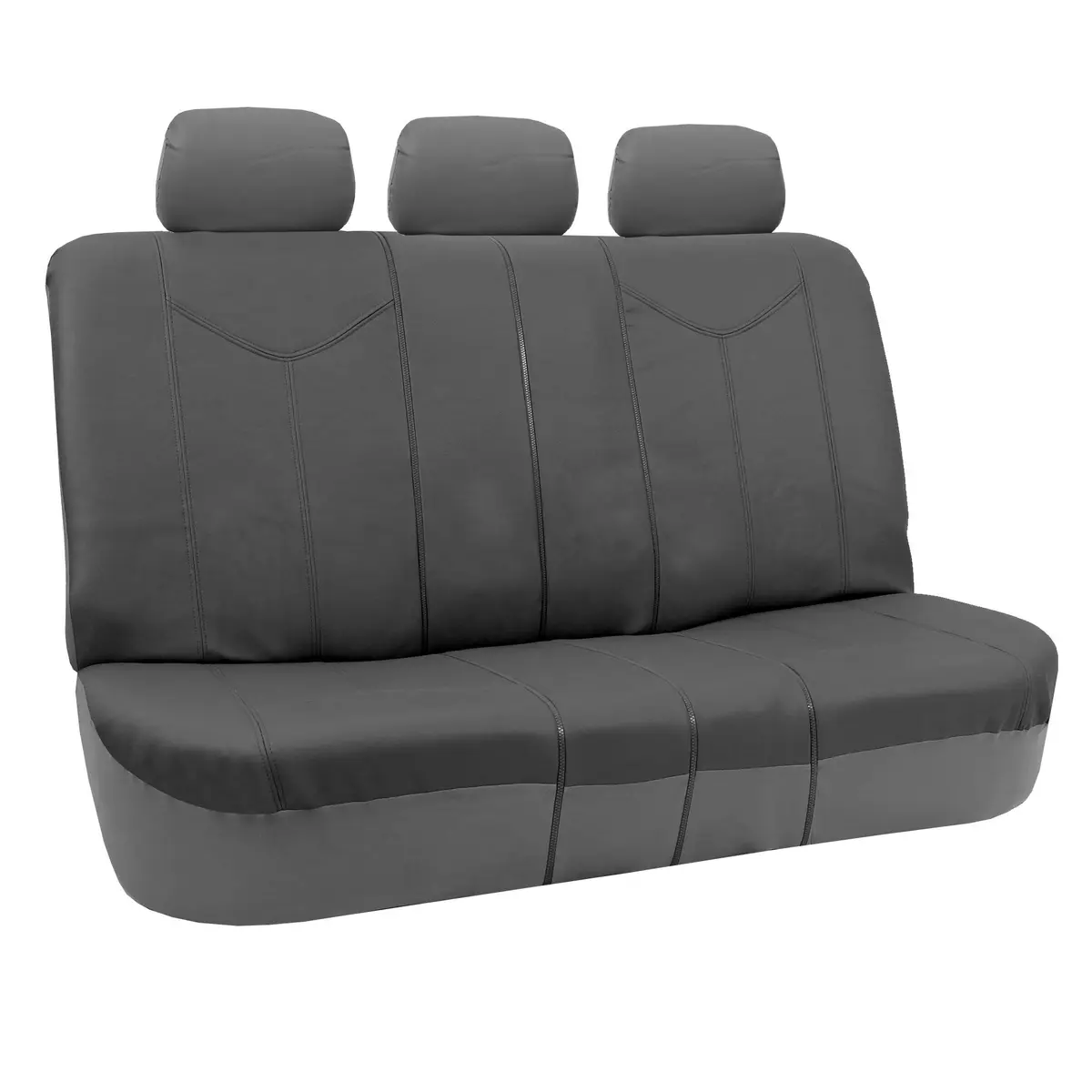 FH Group Full Set Faux Leather Car Seat Covers - Universal Fit, Low Back, Airbag Compatible, Split Bench, Gray | Protect & Enhance Interior - view 3