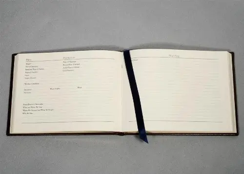 Graphic Image Genuine Leather Ship's Log/Journal, Blue 21.8 cm x 16.9 cm (8.78 x 6.75 inches) | Classic Style Notebook for Sea Voyages - view 2