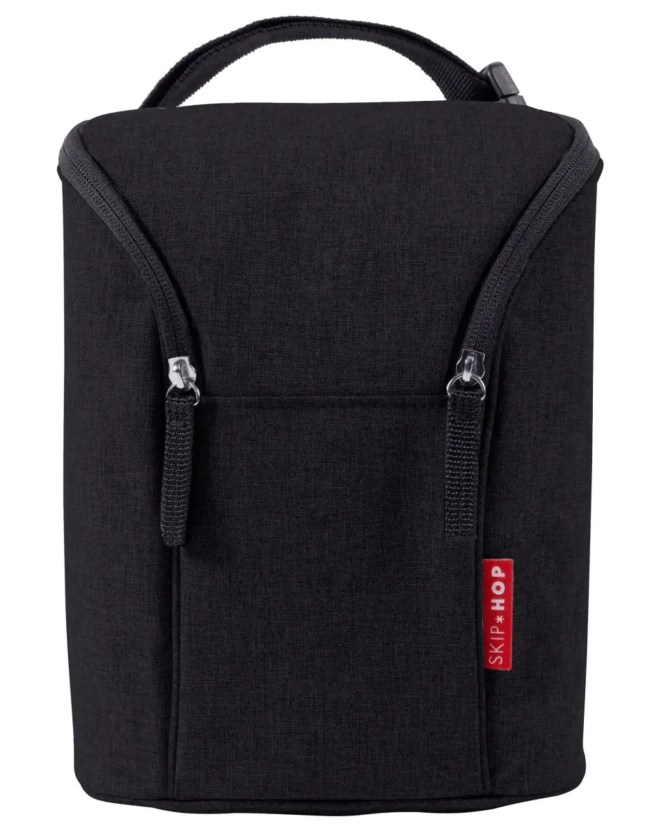 Skip Hop Grab & Go Double Bottle Bag, Black | Insulated for 4 Hours - main product image