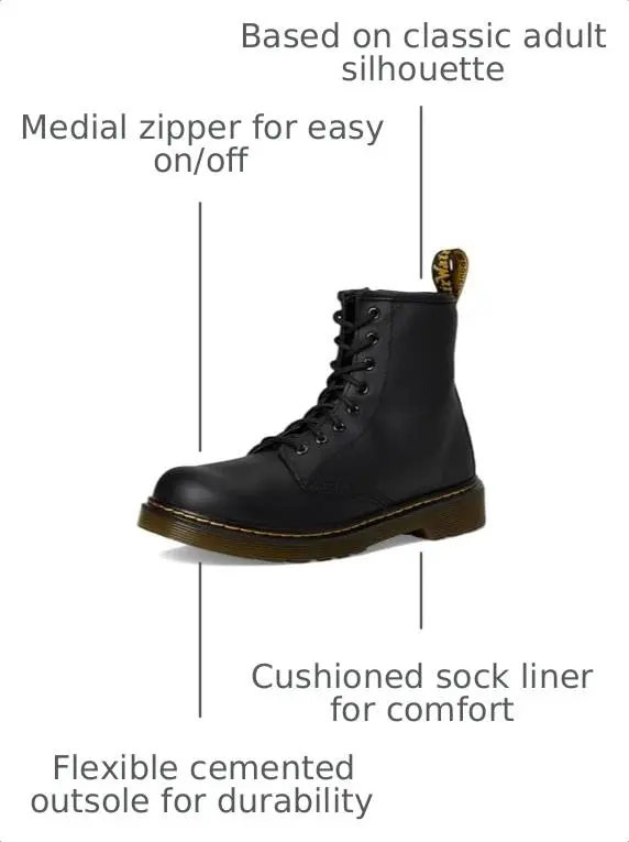 Dr. Martens 1460 J (Little Kid/Big Kid) Black Softy 3 UK (US 4 Big Kid) M | Classic Youth Boot with Slip-Resistant Sole - view 3