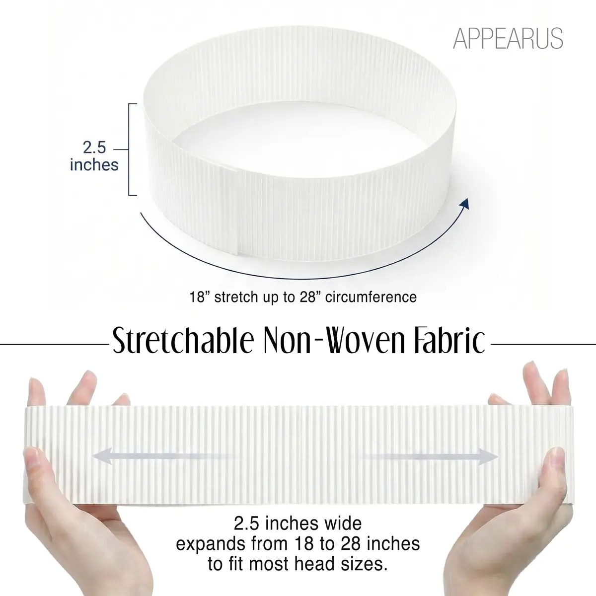 APPEARUS Disposable Facial Headbands, Esthetician, Stretch, 100 Count White | Snag-Free, Full Coverage Fit for Spa & Salon - view 4