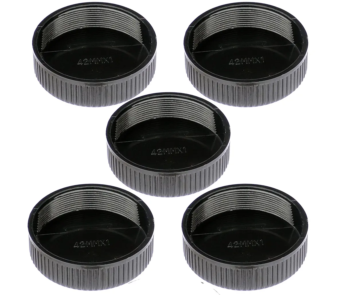 Fotasy 5-Pack M42 Lens Rear Caps - 42mm Screw Mount, Black | Protects M42 Lenses - main product image