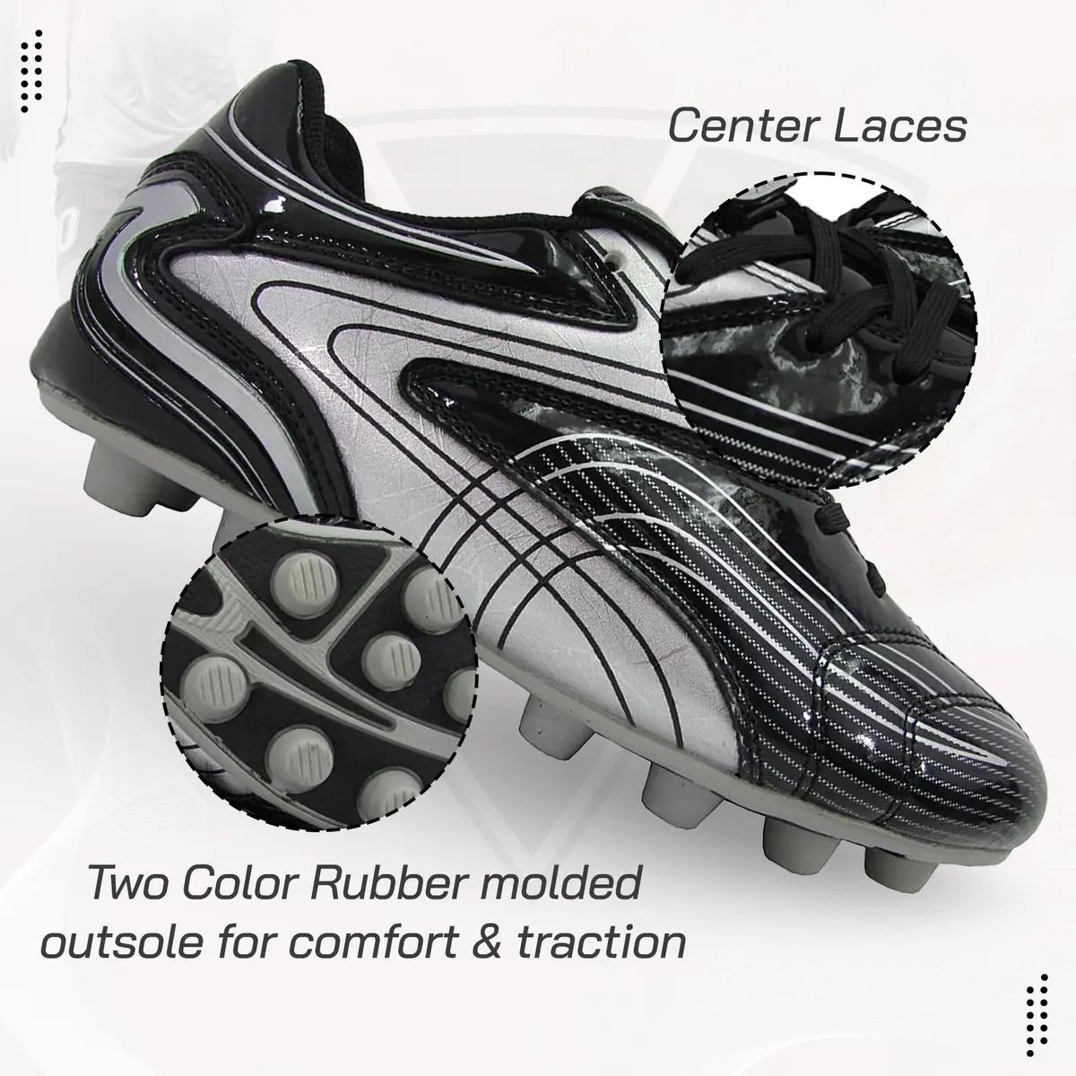 Vizari FG Soccer Cleats for Men, Women | FG Outdoor Football Shoes for Youth and Adults | Training, Matches & Practice Black/Silver - view 4