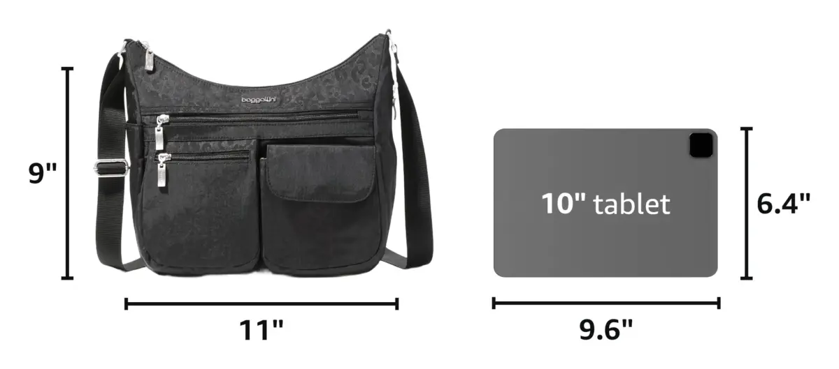 Baggallini Everywhere Crossbody Bag Black Cheetah Emboss 28cm (11in) | Stylish & Practical for Daily Travel - view 3