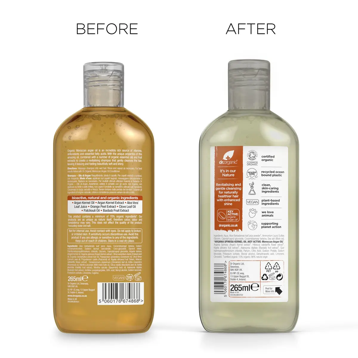 Dr. Organic Moroccan Argan Oil Shampoo 265ml | Nourishes & Repairs Dry Hair - view 2