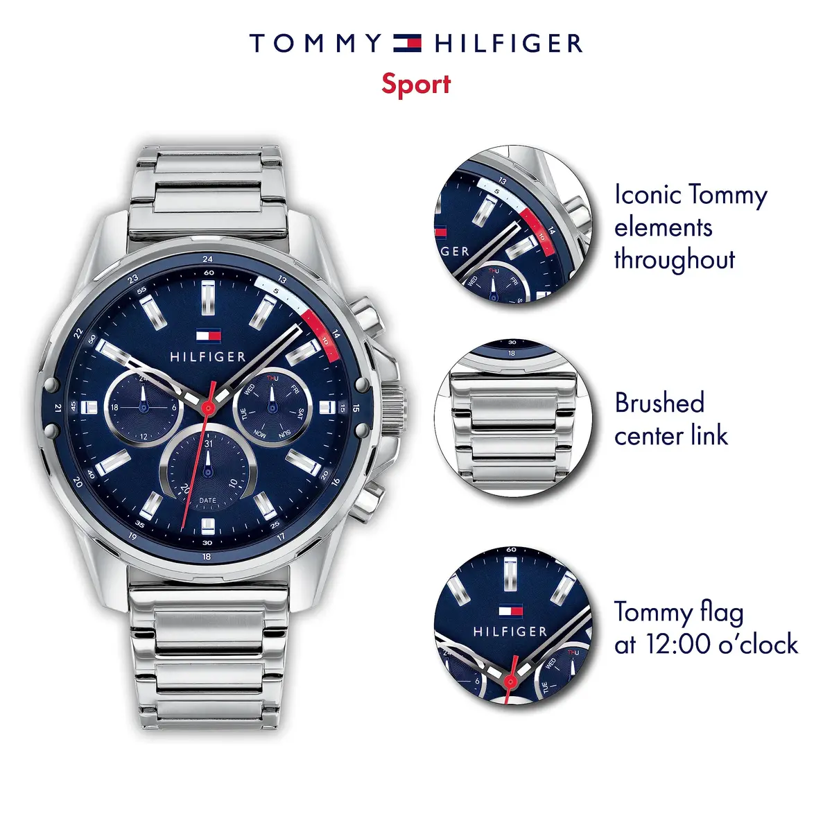 Tommy Hilfiger Men's Quartz Stainless Steel Watch | Sporty Silver Model 1791788 - view 2