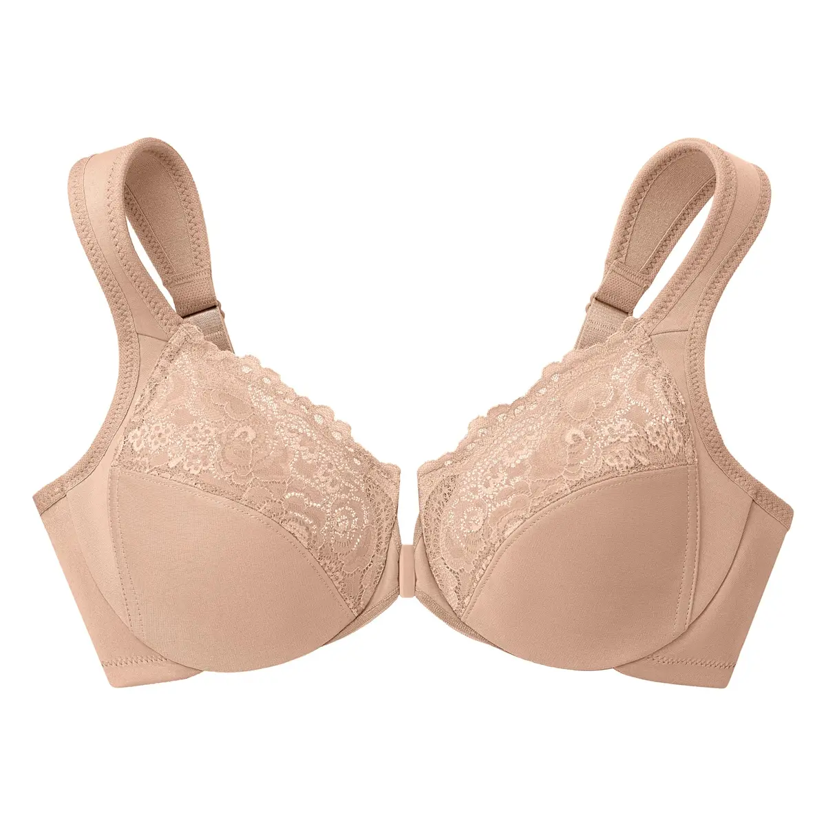 Glamorise Full Figure Plus Size Wonderwire Front-Closure Bra Underwire 44D Café - view 4