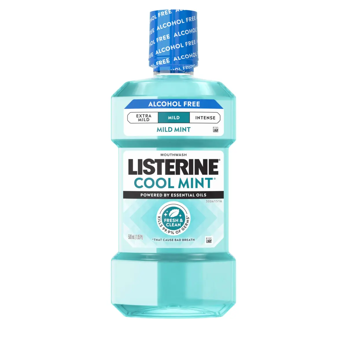 Listerine Cool Mint Alcohol-Free Mouthwash, Mild Mint 500 mL (16.9 Fl Oz) | Kills 99.9% of Bad Breath Germs - main product image