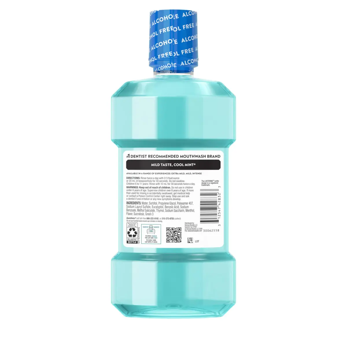 Listerine Cool Mint Alcohol-Free Mouthwash, Mild Mint 500 mL (16.9 Fl Oz) | Kills 99.9% of Bad Breath Germs - view 9