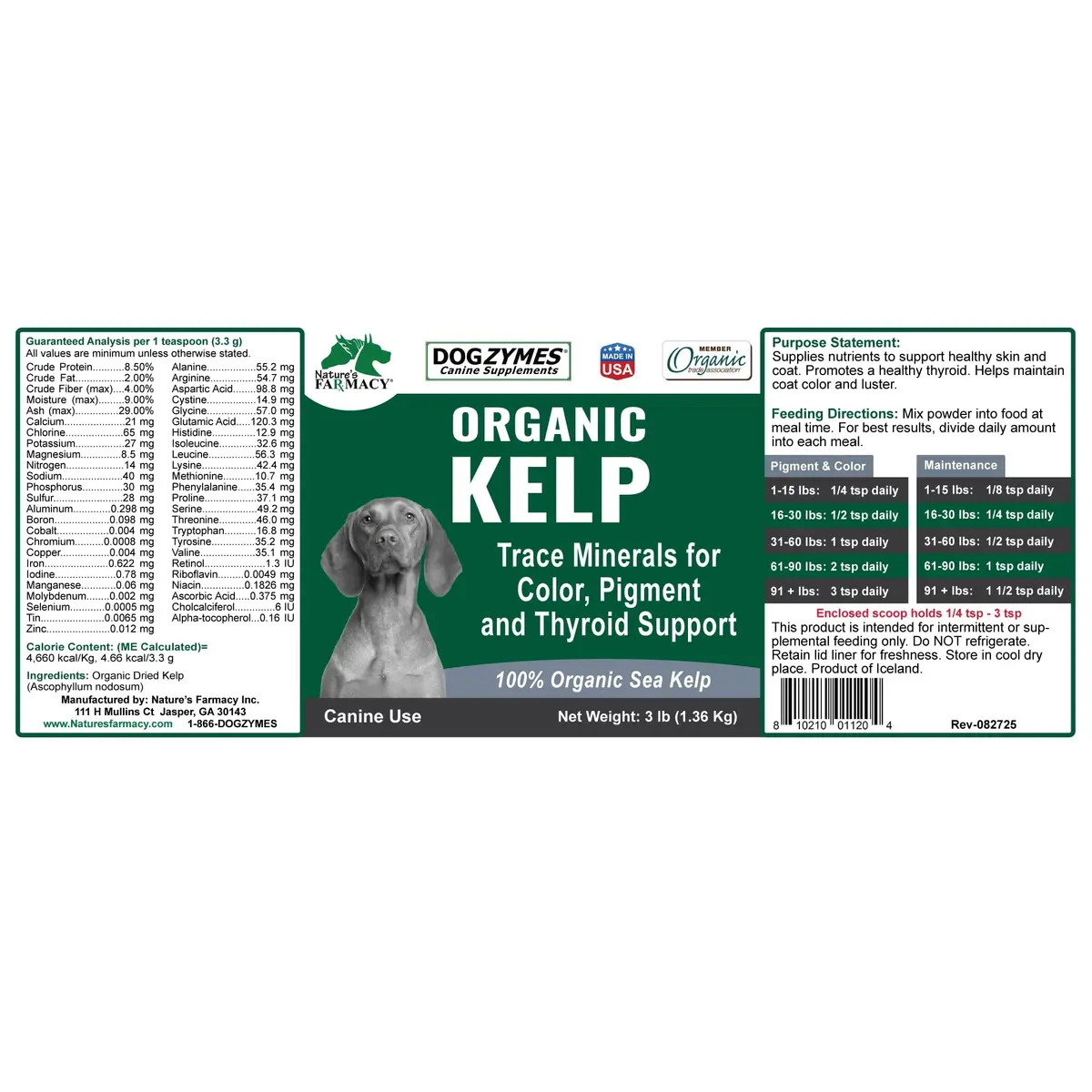 Dogzymes Organic Norwegian Kelp for Pets 12oz | Rich in Iodine to Support Thyroid & Gland Function - view 6