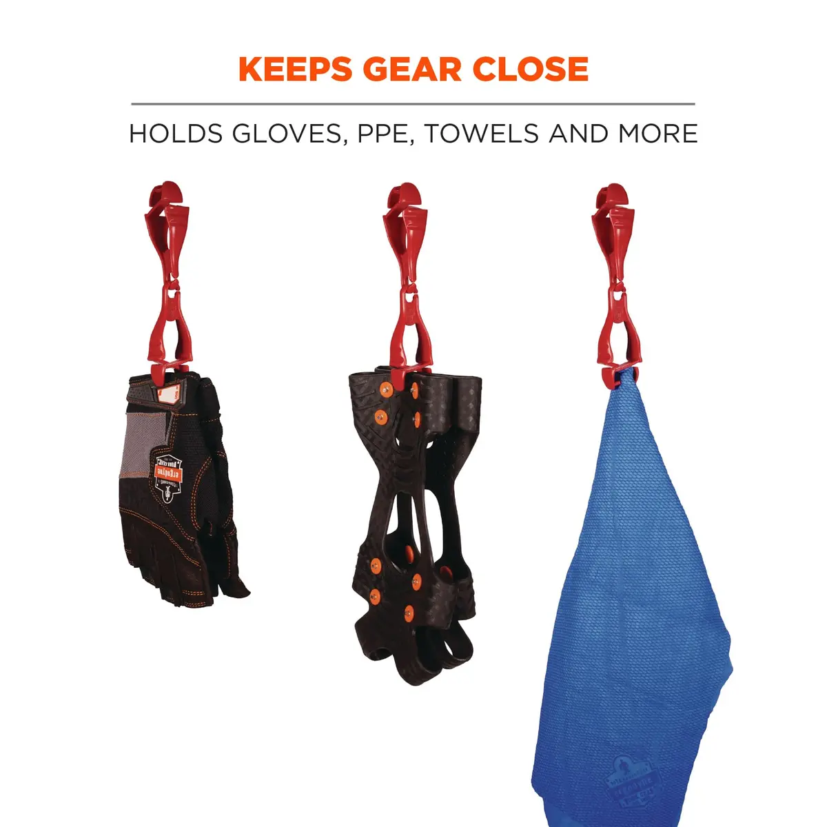Ergodyne Squids 3400 Glove Clip Holder with Dual Clips, Red, 1 Count | Safety Gear for Work & Outdoors - view 2