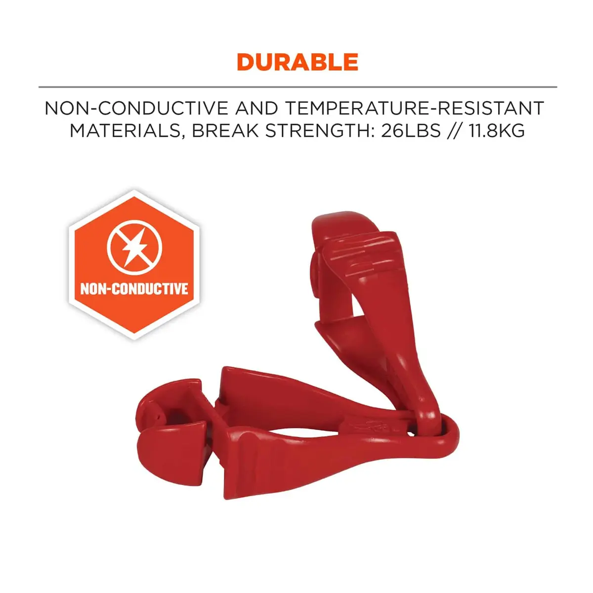 Ergodyne Squids 3400 Glove Clip Holder with Dual Clips, Red, 1 Count | Safety Gear for Work & Outdoors - view 4