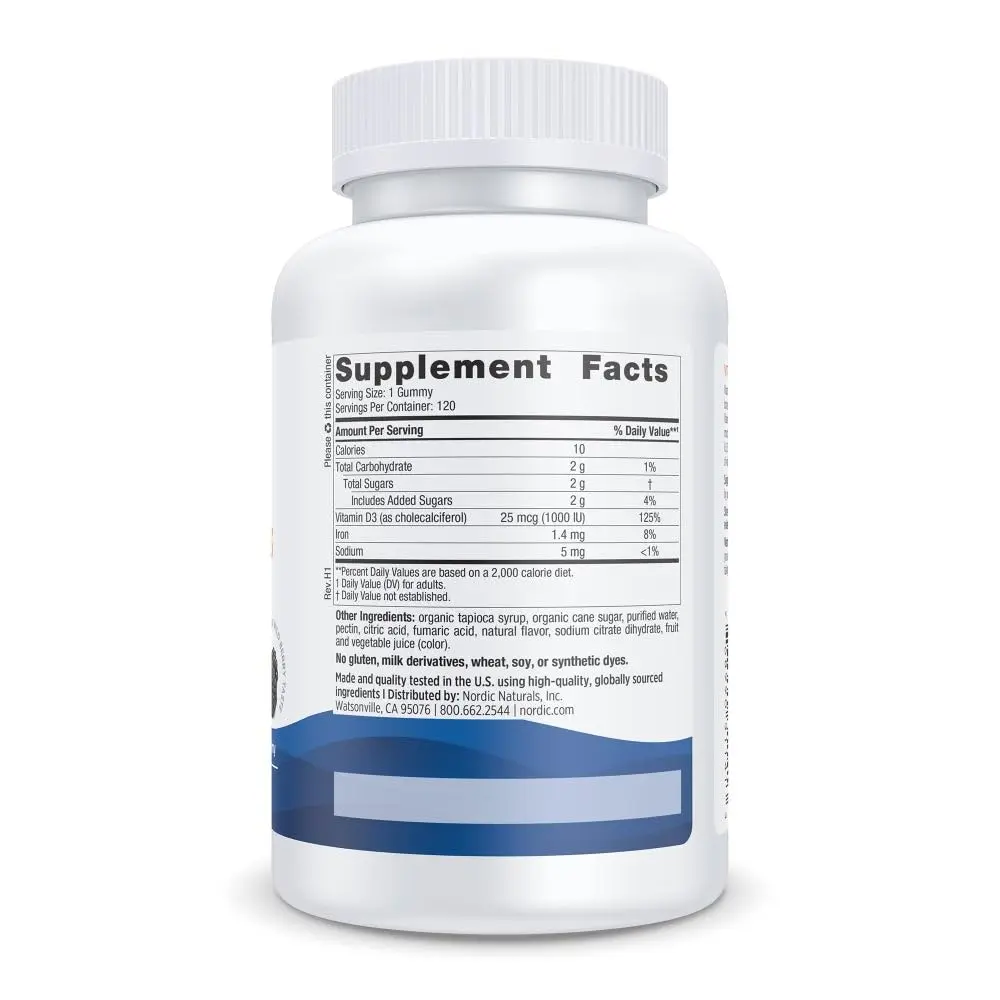Nordic Naturals Vitamin D3 Gummies 120 Count Wild Berry | Supports Bones & Immunity - view 2